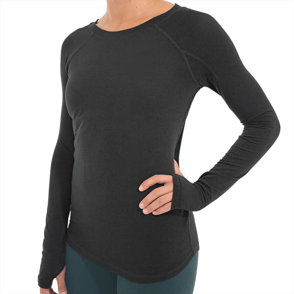 Free Fly-Women's Bamboo Shade L/S, Heather Black