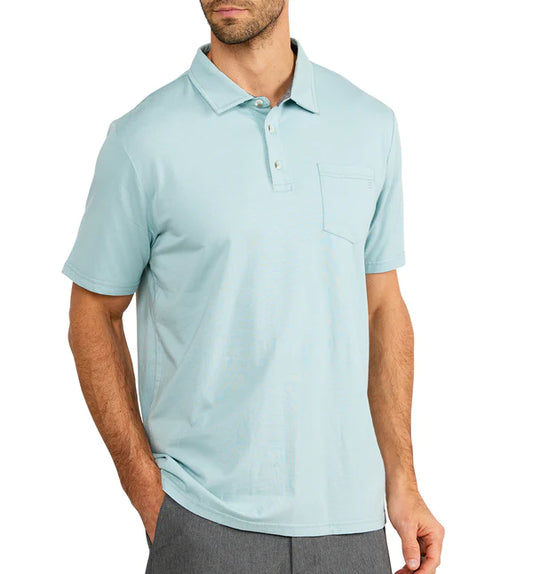 Free Fly-Men's Bamboo Heritage Polo, Flats Blue